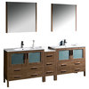 Torino 84" Walnut Brown Double Sink Vanity w/ Side Cabine Isarus Chrome Faucet