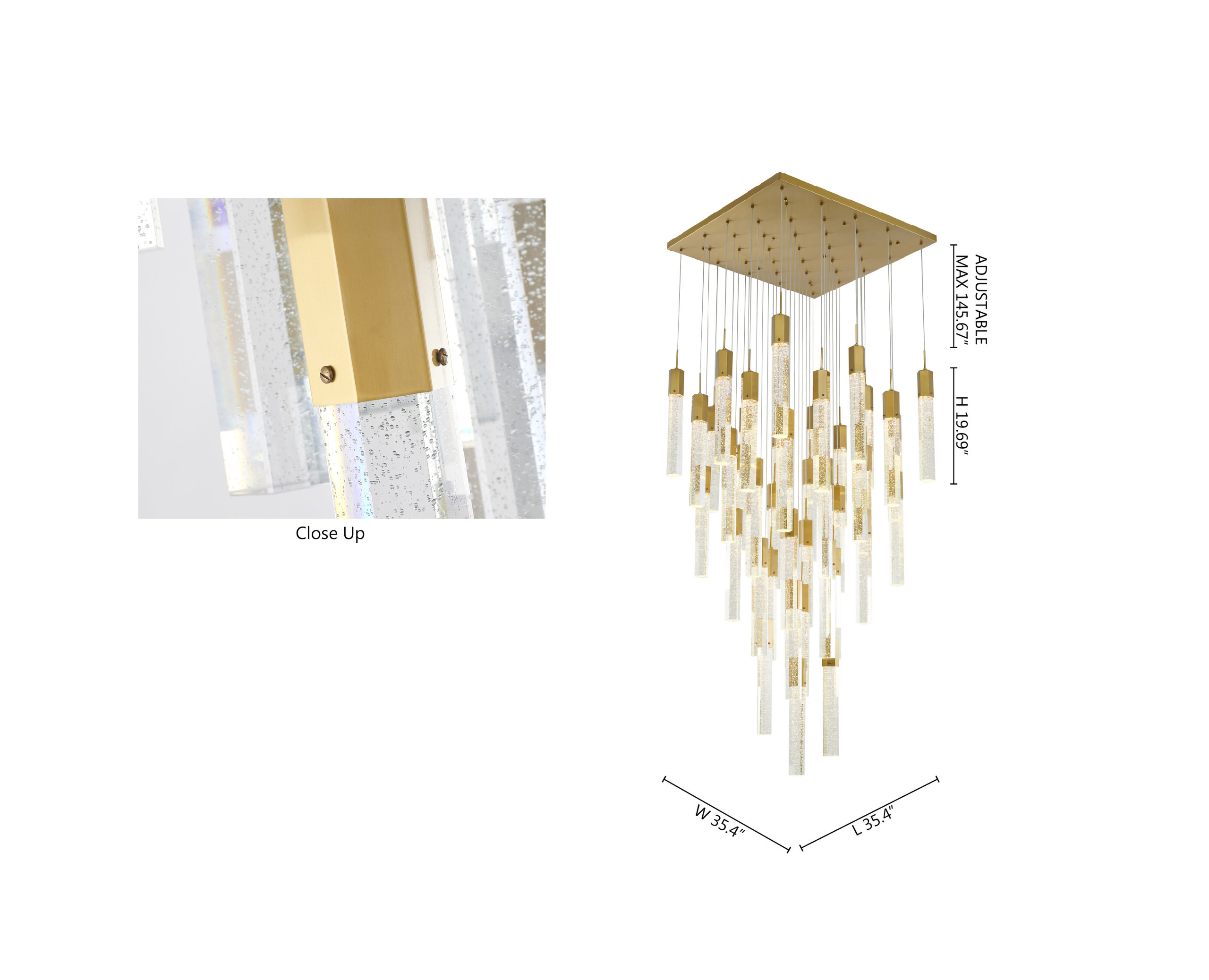 25-Light Gold Metal Chandelier With Clear Bubble Crystal Accents ...