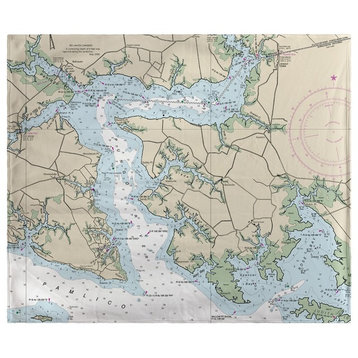 Betsy Drake Pungo River, NC Nautical Map Fleece Throw