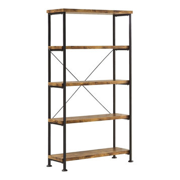 Coaster Barritt Wood and Metal Open Bookcase