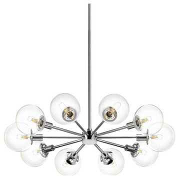 Orb 10-Light Radial Pendant With Polished Chrome Finish and Clear Shade
