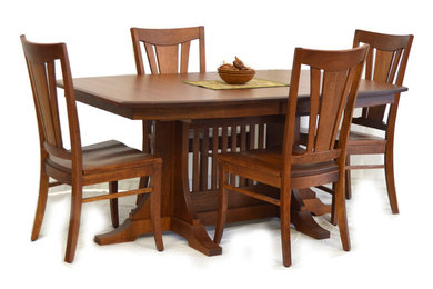 Mission style trestle table with Park Avenue Chairs