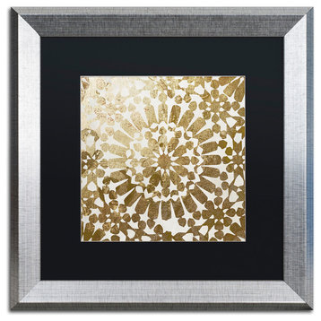 Color Bakery 'Moroccan Gold I' Matted Framed Art, Silver Frame, Black Mat, 16x16