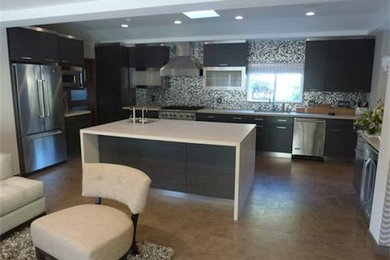 Example of a minimalist kitchen design in Los Angeles