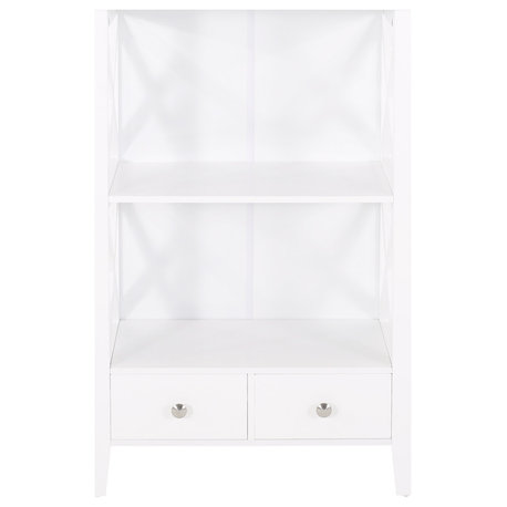 Lewis Bathroom Floor Storage Rack With Drawers, White