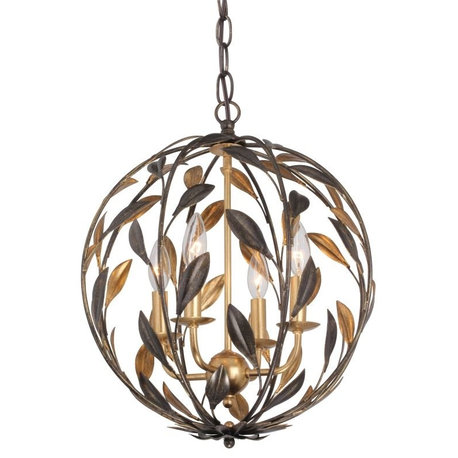 Crystorama Broche - 4 Light Chandelier, English Bronze Finish