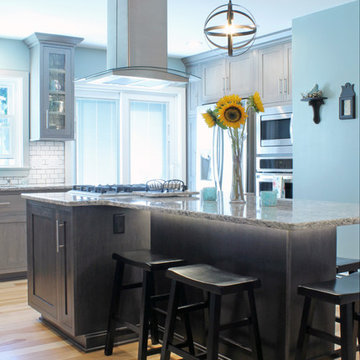 Light Gray Kitchen with Dark Gray Island