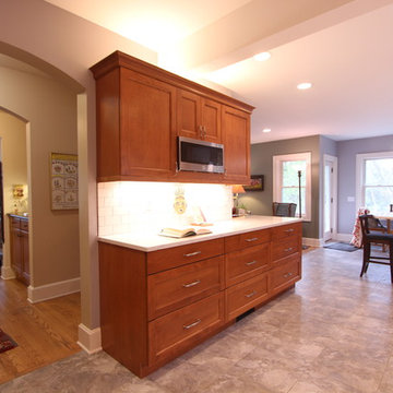 Hanging Microwave Built in to Wall Cabinets Above Alll Drawer Bases