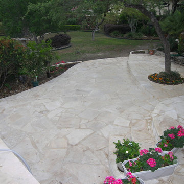 Flagstone patio part of dining room expansion project.