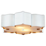 Currey & Company - Grand Lotus Flush Mount, White - The Grand Lotus White Flush Mount receives its good looks from a combination of stunning workmanship and a mix of sugar white and contemporary gold leaf finishes. The white chandelier is skillfully fashioned from wrought iron. We also offer several Grand Lotus styles in a number of sizes and finishes.