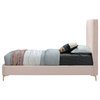 Geri Velvet Upholstered Bed, Pink, Full