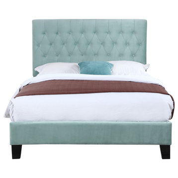 Lang Upholstered Bed, Light Blue, Queen