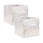 DII Nonwoven Polyester Cube Small Dots White/Gold Square, Set of 2