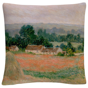 Monet 'Haystacks At Giverny' 16"x16" Decorative Throw Pillow