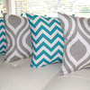 Premier Prints Zig Zag Turquoise And Emily Storm Gray Throw Pillow, Set of 4