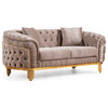 Vanessa Tufted Upholstery Loveseat finished with Velvet Fabric in Cappuccino