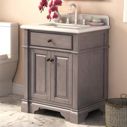 28 inch Rustic Single Sink Bathroom Vanity Marble Top - Bathroom Vanities And Sink Consoles