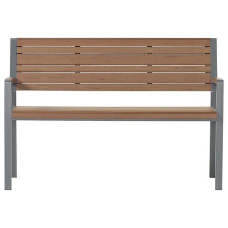 Trimble Outdoor Aluminum Bench, Gray and Brown