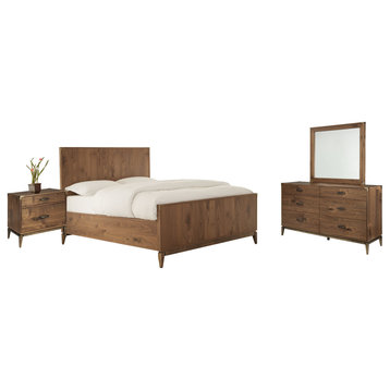 Modus Adler 4 Piece E King Bedroom Set With Nightstand, Natural Walnut