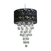 Modern Chandelier With Black Shade Rain Drop Crystal Ball Fixture