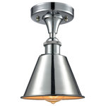 Innovations Lighting - 1-Light Dimmable LED Smithfield 7" Semi-Flush Mount, Polished Chrome - A truly dynamic fixture, the Ballston fits seamlessly amidst most decor styles. Its sleek design and vast offering of finishes and shade options makes the Ballston an easy choice for all homes.
