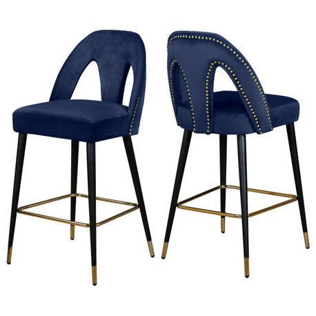 Akoya Velvet Stool (Set of 2), Navy