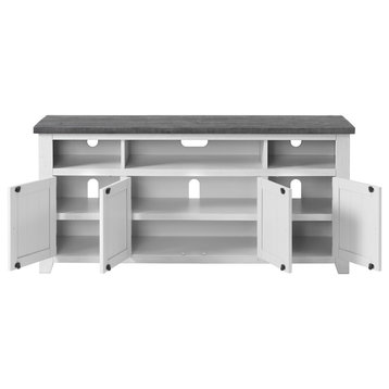West Mill 65-inch TV Stand, White With Grey Top