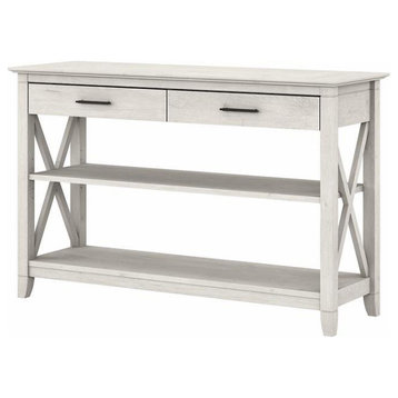 Key West Console Table with Drawers and Shelves in Linen White - Engineered Wood