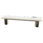 Glass Storm Studios - White Handmade Glass, Long Pull - Textured and layered pearlescent white glass. All our products are handmade to order.  Important: Do not use an electric drill or electric screwdriver.