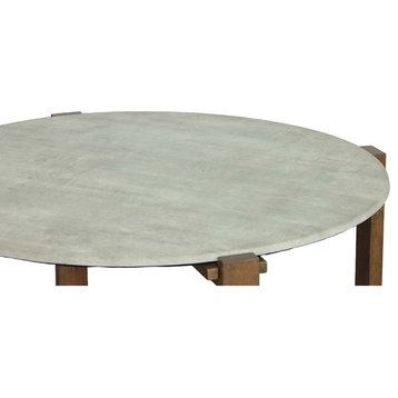 Rizzy Round End Table, Industrial Gray/Chestnut Brown