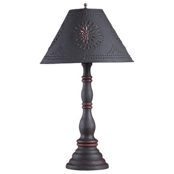Davenport Lamp in Hartford Black with Red with Shade