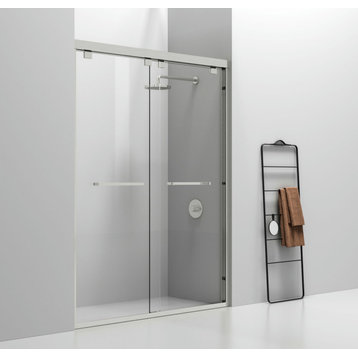 Semi-frameless shower door 60 x 76 Brushed Nickel