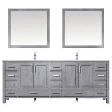 Jacques Modern Distressed Grey 84" Double Vanity With Quartz Top