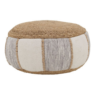 Jute and Cotton Pouf With Woven Design - Beach Style - Floor Pillows And  Poufs - by Saro Lifestyle | Houzz