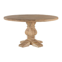 Zin Home - French Farmhouse Trestle Round Dining Table, 60" - Dining Tables