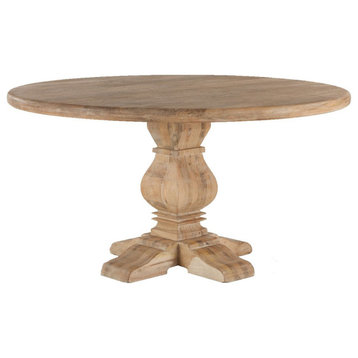 French Farmhouse Trestle Round Dining Table, 60"