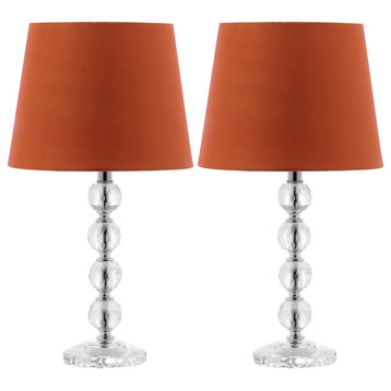 Safavieh Nola Stacked Crystal Ball Lamps, Set of 2, Clear/Orange Shade