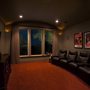 Tuscan home theater photo in Huntington