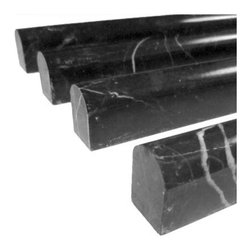 Polished Nero Marquina Black Marble Bullnose Pencil Molding - Home Accessories & Decor