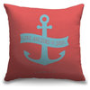 "Hebrews 6:19 - Scripture Art in Teal and Coral" Pillow 16"x16"