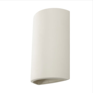 Emily Half Cylinder Indoor Wall Light, Paintable Bisque, Close Top