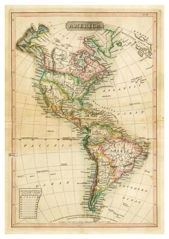 "America, 1820" Digital Paper Print by John Melish, 17"x24"