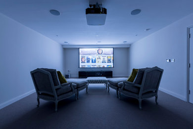 Design ideas for a modern home theatre in London.
