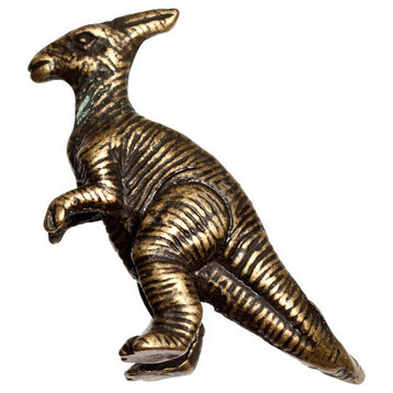 Lophostropheus Dinosaur Knob - D4, Antique Brass