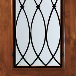 Slab Single Door 96 Alder La Salle 2 Panel 2/3 Lite Wrought Iron - Front Doors