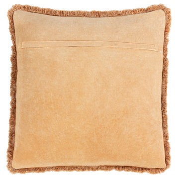 Washed Cotton Velvet WCV-001 Pillow Cover, Camel, 22"x22", Pillow Cover Only