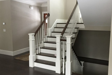 Inspiration for a craftsman staircase remodel in Boston
