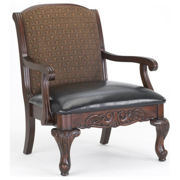 Home Square 2 Piece Traditional Wood Arm Chair Set in Walnut