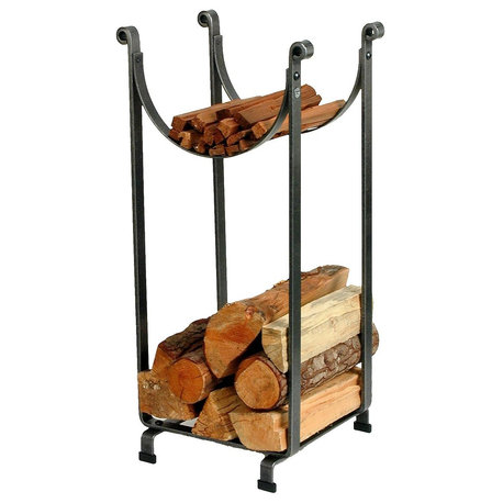 Handcrafted Sling Fireplace Log Rack Hammered Steel