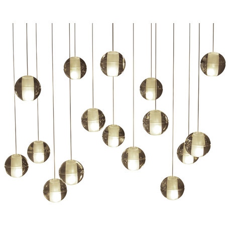 Lightupmyhome Oasis 16 Light Rectangular LED Glass Globe Chandelier, Chrome